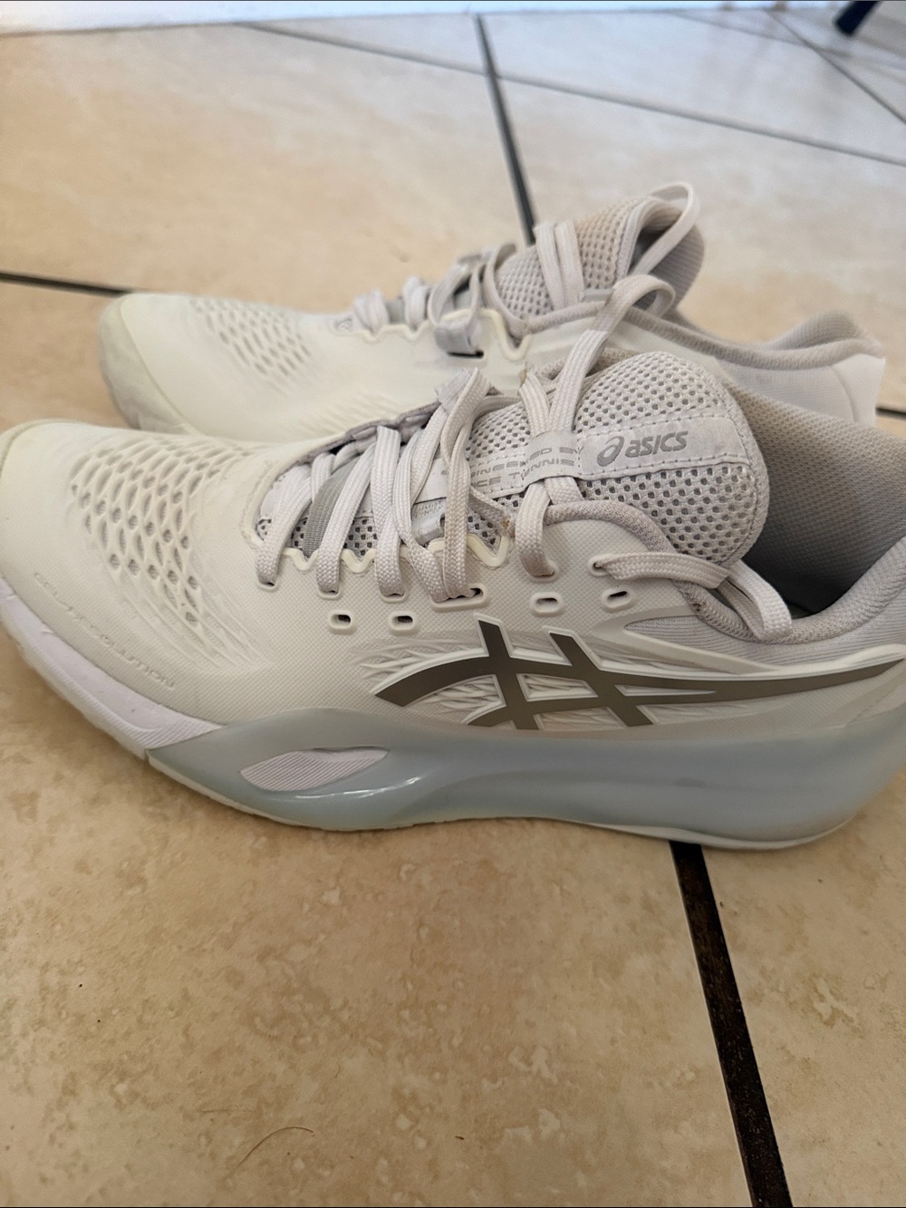 ASICS White and Light Gray Women's Athletic Running Shoes